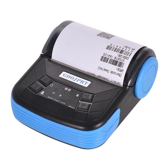GOOJPRT MTP3 80mm BT thermische printer draagbaar lichtgewicht voor het afdrukken van supermarktbonnen EU Plug blauw