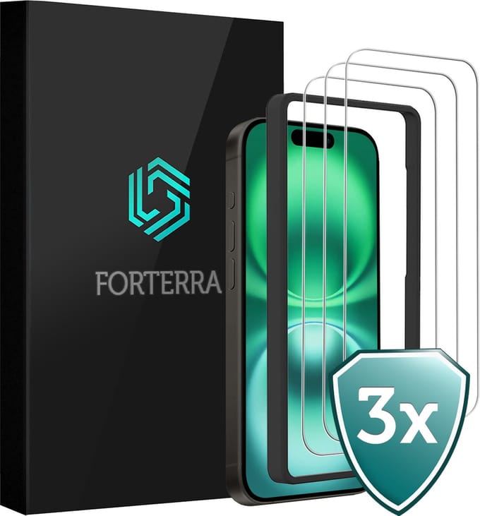 Screenprotector 3 Stuks - Geschikt voor Apple iPhone 16 Plus - Met Installatie Frame - Beschermglas - Gehard Glas - Tempered Glass - Screen Protector