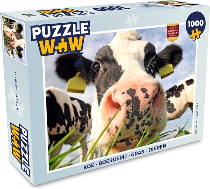 Puzzel Koe - Boerderij - Gras - Dieren - Legpuzzel - Puzzel 1000 stukjes volwassenen