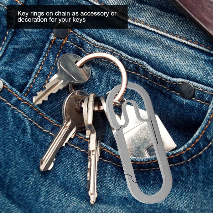 Sleutelhanger Sleutelhanger Splitring Ketting Ronde Sleutelringen Titaniumlegering voor Buitengebruik gray