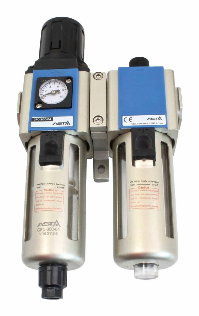 drukregelaar met filter en olienevelaar - compressor regelaar 1/2 duims - reduceerventiel - asta