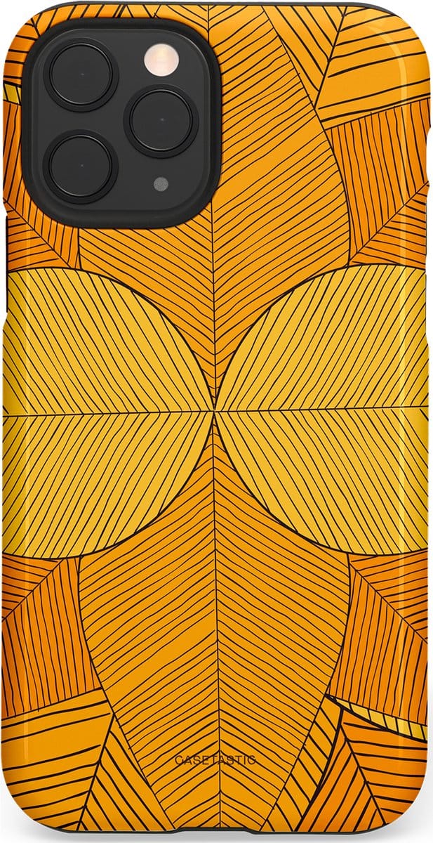 Casetastic hoesje geschikt voor Apple iPhone 11 Pro - Dubbellaagse bescherming - Rasterblad - Fashion Case - Okergeel Oranje