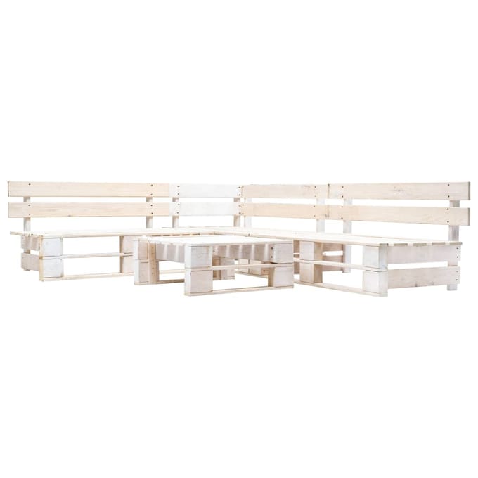 vidaXL - 4-delige - Loungeset - pallet - hout - wit