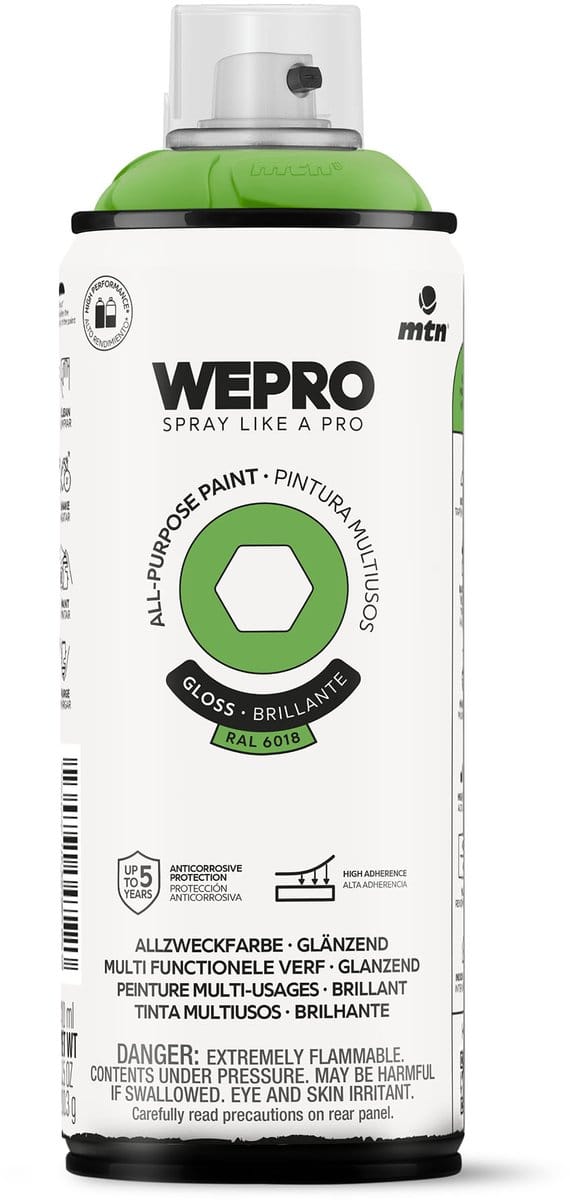 Spuitbus Ral 6018 Groen Glans MTN WEPRO ALL-PURPOSE PAINT 400ML