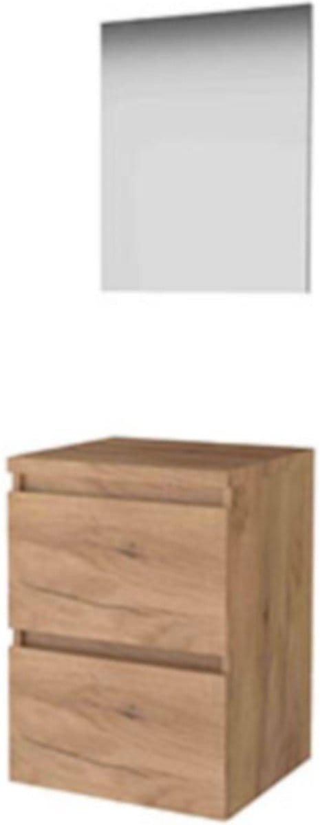 Basic-Line Basic 46 Badkamermeubelset - 50 x 46 cm - Greeploos - 2 Lades - Wastafelblad - Spiegel - Whisky Oak