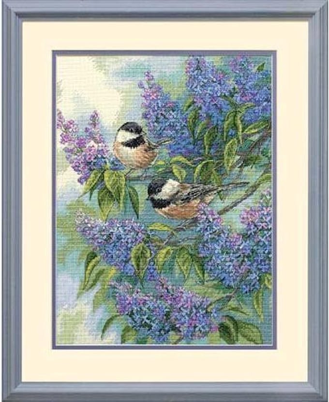 borduurpakket 35258 mezen tussen seringen, Chickadees & Lilacs