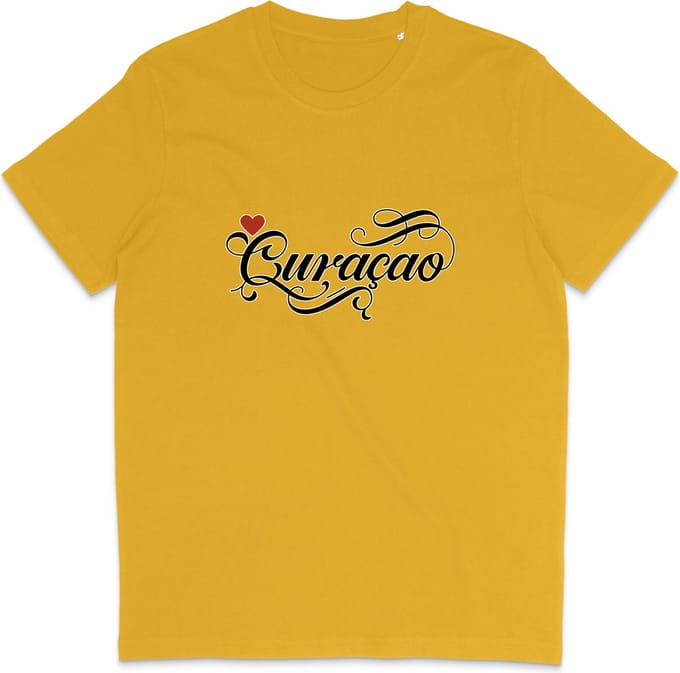 Heren en Dames T Shirt - Curaçao - Curacao - Geel - S