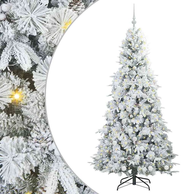 vidaXL - Kunstmatige - Hinged - Kerstboom - met - 300 - LED - Wit - 180 - cm - PE - en - PVC