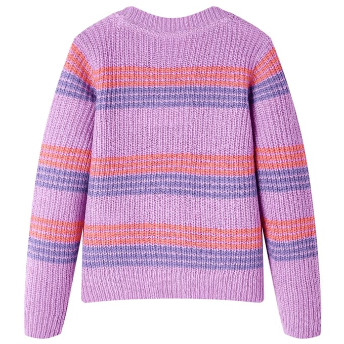 vidaXL - Kindertrui - gebreid - met - strepen - 128 - lila - en - roze