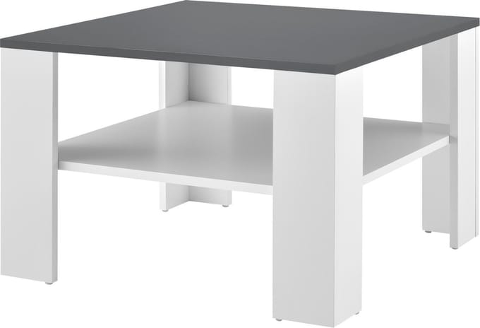 Salontafel Leiden vierkant 60x60x40 cm wit en donkergrijs