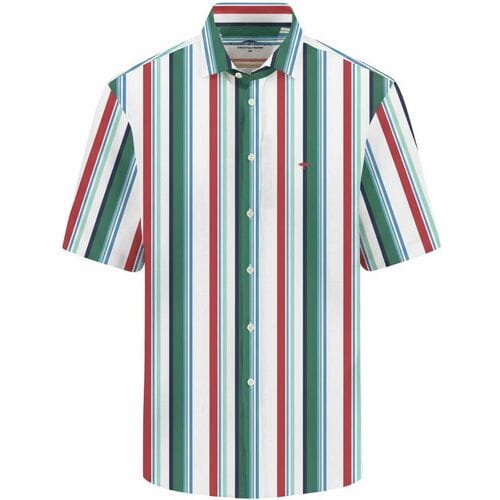 Fynch-Hatton Overhemd Colorful Multi Stripe Linnen Cotton Jade / male