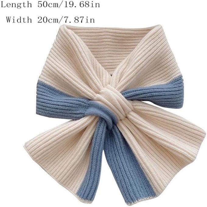 Meisjes Herfst Winter Korte Kruissjaal Gebreide Nekwarmer Effen Kleur Mode Winter Warme Sjaal blauw