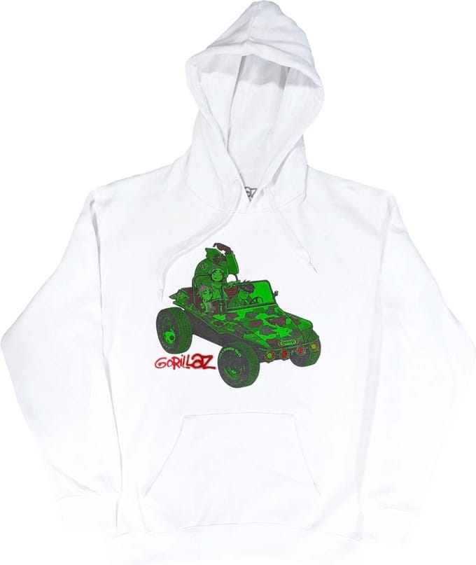 Gorillaz - Green Jeep Hoodie/trui - M - Wit