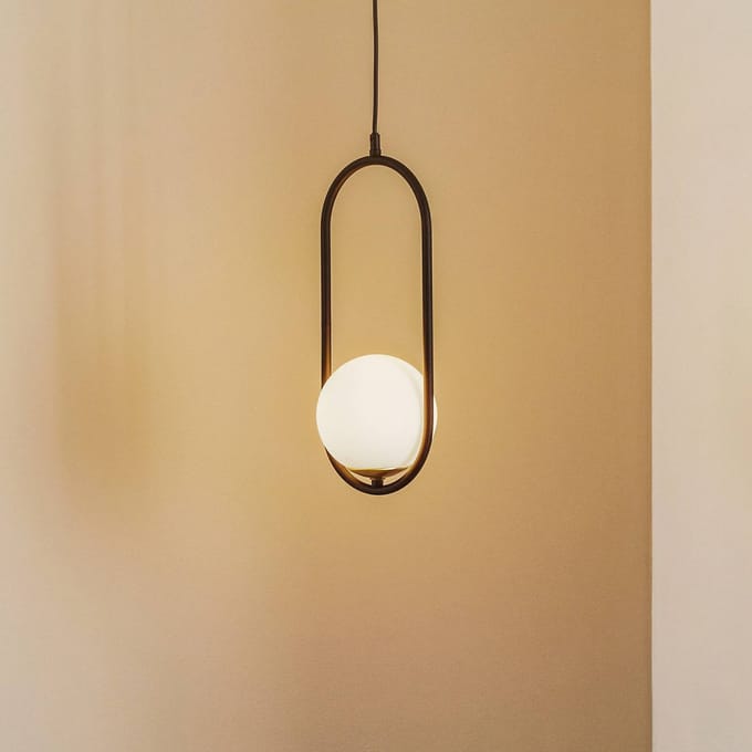 Jupiter Hanglamp Samba, opaalglas/zwart 1-lamp