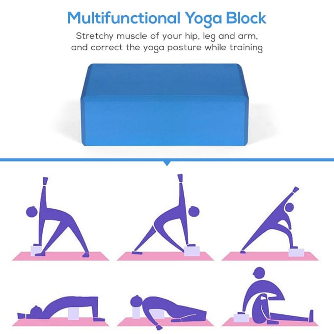 Blocs de Yoga EVA 2 pièces, 1 pièce, sangles de Yoga en coton, blocs de stabilité, ensemble de sangles de Yoga bleu