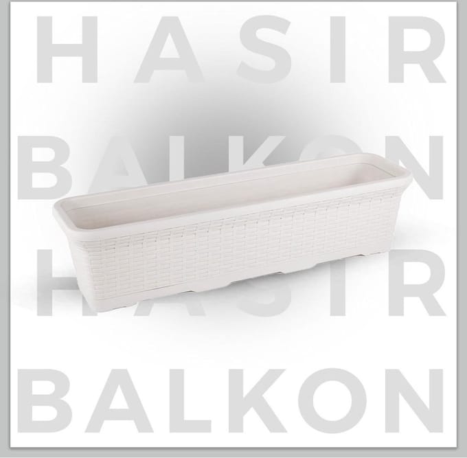 Rieten balkon bloembak 16.5L wit kunststof723x20x18 Rotanlook met drainage