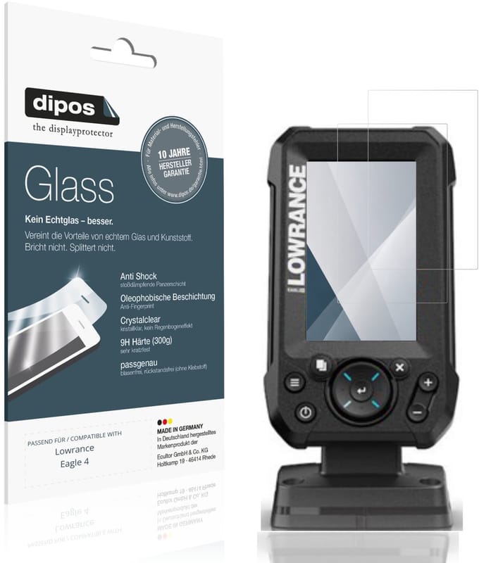 dipos – 2x Pantserfolie geschikt voor Lowrance Eagle 4 | 9H Screenprotector