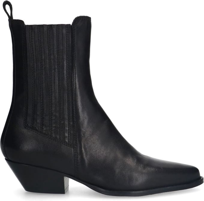 Sacha - Dames - Zwarte leren western laarsjes - Maat 42