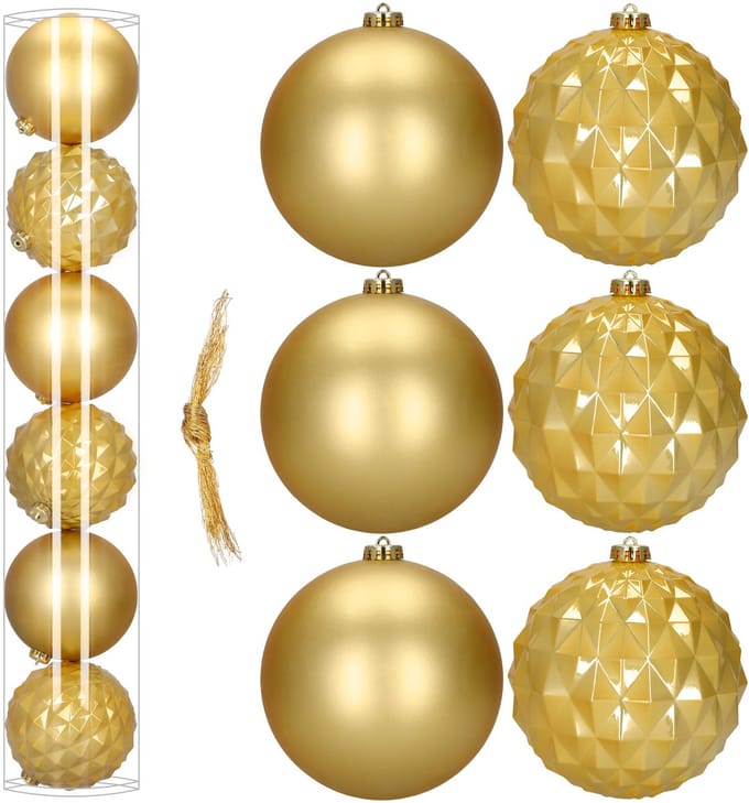 Springos Kerstballen | 6 Stuks | 15 cm | Goud