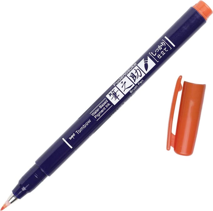 Tombow Fudenosuke Brush Pen Hard - Oranje