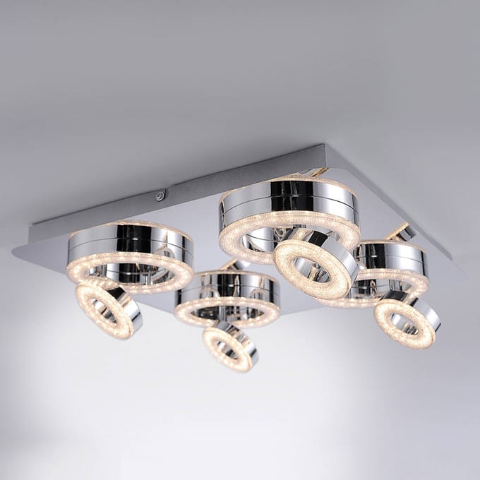 JUST LIGHT. GmbH Vierkante LED-plafondlamp Tim met 8 ringen