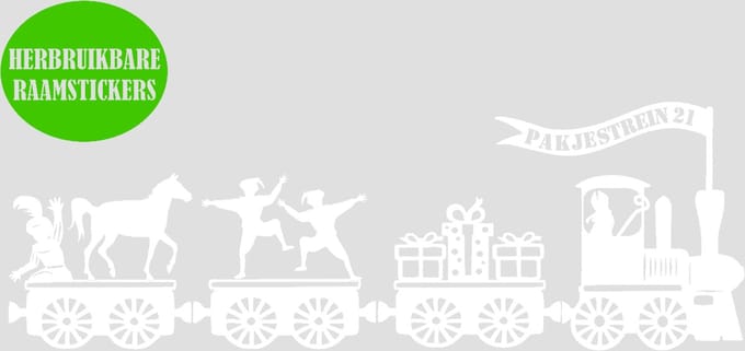 Raamsticker set pakjestrein 21 sinterklaas & piet herbruikbaar | Rosami