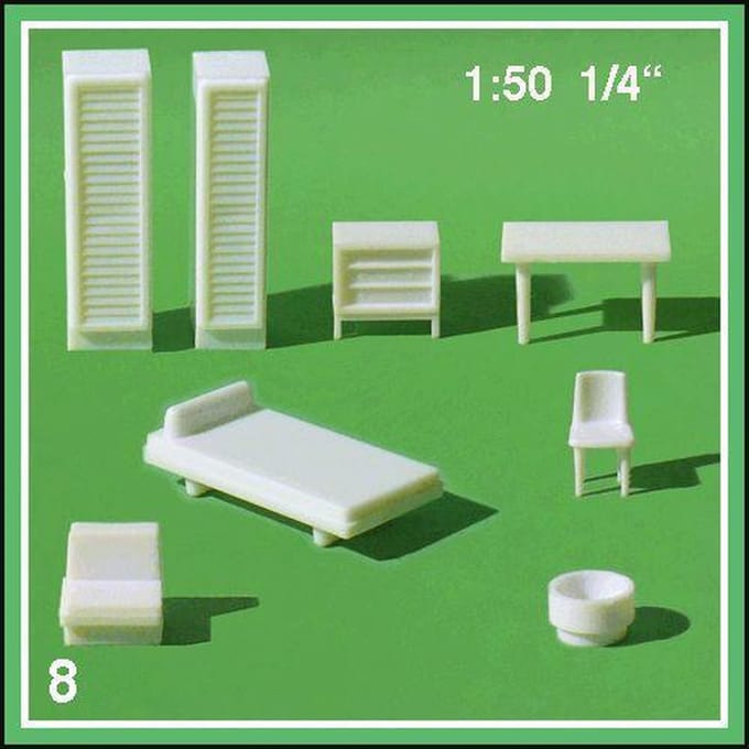 Schulcz Maquettebouw Hotelkamer 1:50 wit 8delig