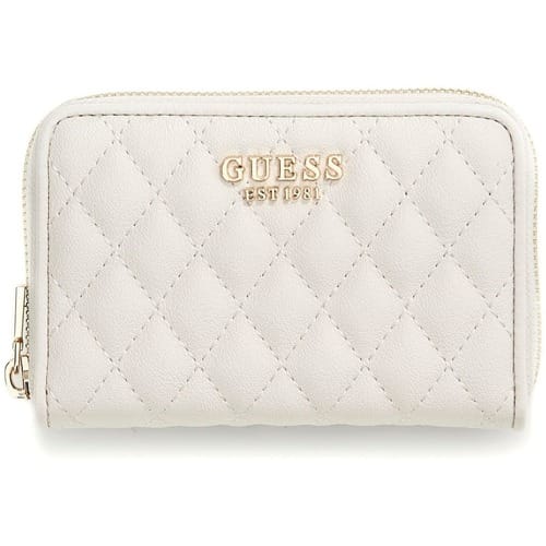 GUESS portemonnee Atabey SLG Medium Zip Around Wallet Cream White crème