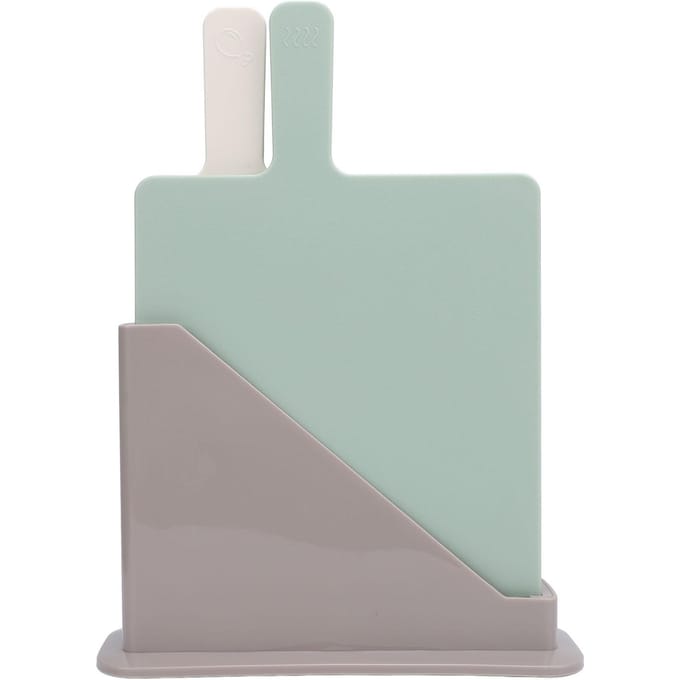 4 STUKS Plastic Snijplanken Set Kleurgecodeerde Hakplanken met Opbergstandaard voor Thuiskeuken gray