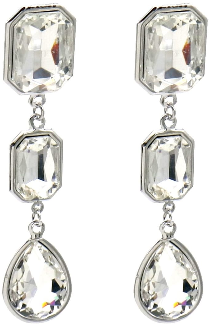 Oorbellen kristal - zilverkleurig - 7 cm