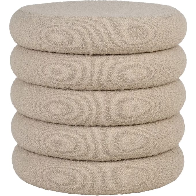 Brooklyn Pouf - Pouf in bouclé with storage, grey, Ø44x44 cm