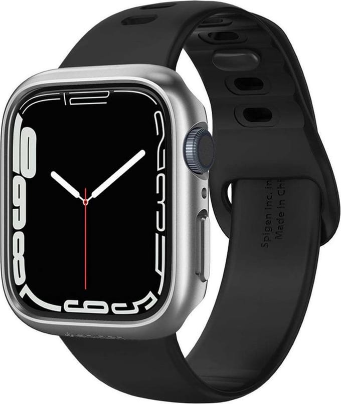 Spigen Thin Fit Apple Watch 7/8/9 45MM Case Hard Plastic Bumper Grijs