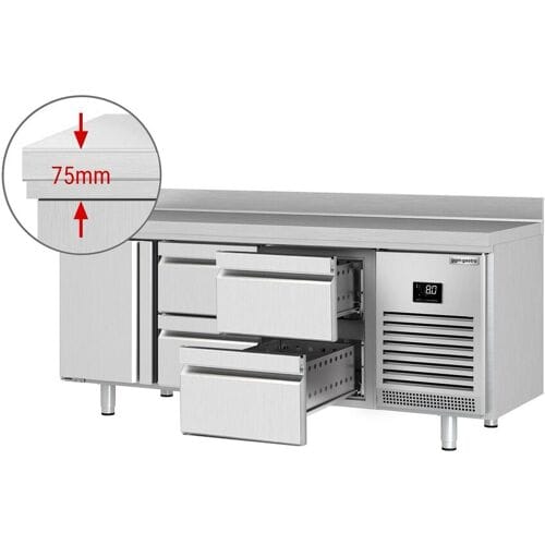 GGM Gastro Kühltisch Premium PLUS - 1960x700mm - mit 1 Tür - 4 Schubladen - mit Aufkantung