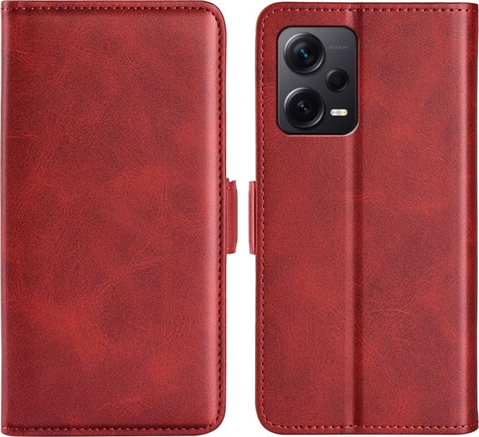 MobyDefend Hoesje - Geschikt voor Xiaomi Redmi Note 12 Pro Plus 5G - Luxe Wallet Book Case (Sluiting Zijkant) - Rood