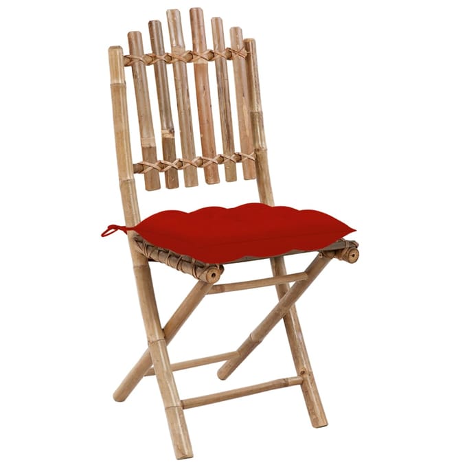 vidaXL - Opklapbare - stoelen - (2 - stuks) - met - kussens, - bamboe