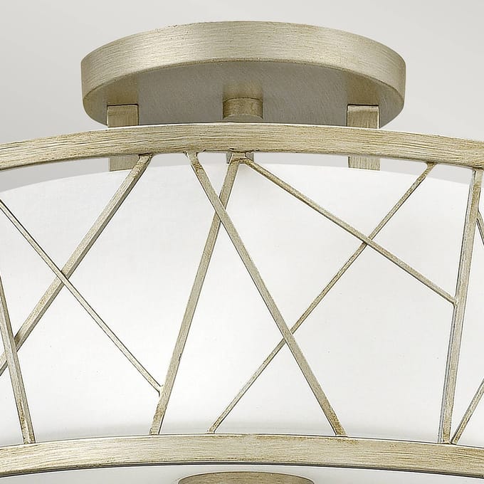 Hinkley LED Plafondlamp Nest | 3X E27 Max 60W | Dimbaar | Silver Leaf, Linen Glass