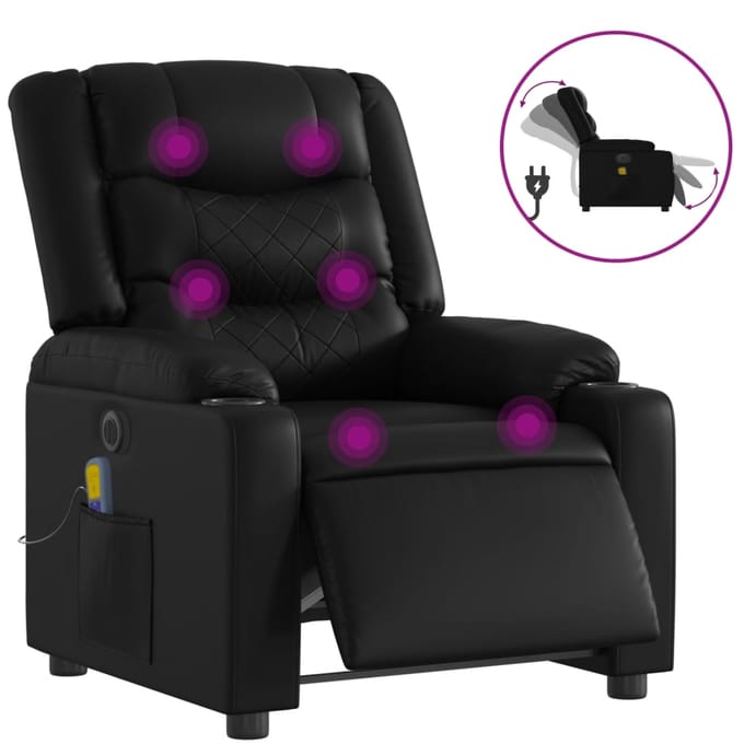 vidaXL - Massagestoel - verstelbaar - elektrisch - kunstleer - zwart