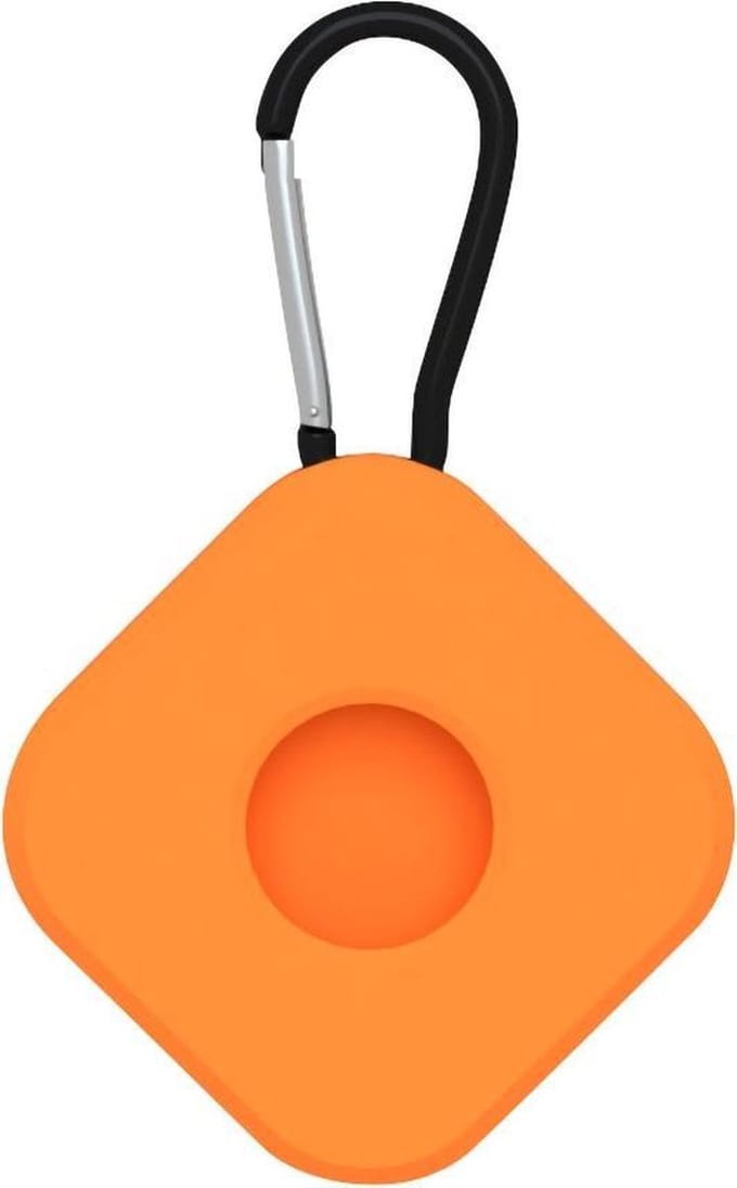 By Qubix - AirTag case square series - siliconen sleutelhanger met ring - oranje