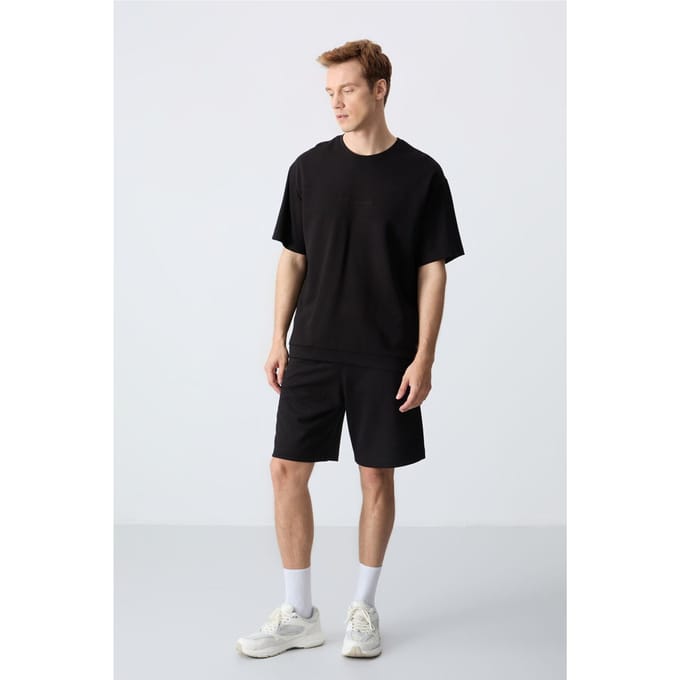Heren Oversized Katoenmix T-Shirt en Shorts Set
