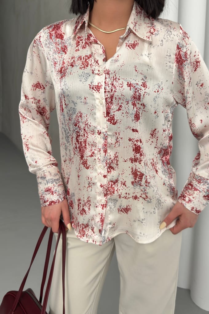 Geprinte Crêpe Knopshirt