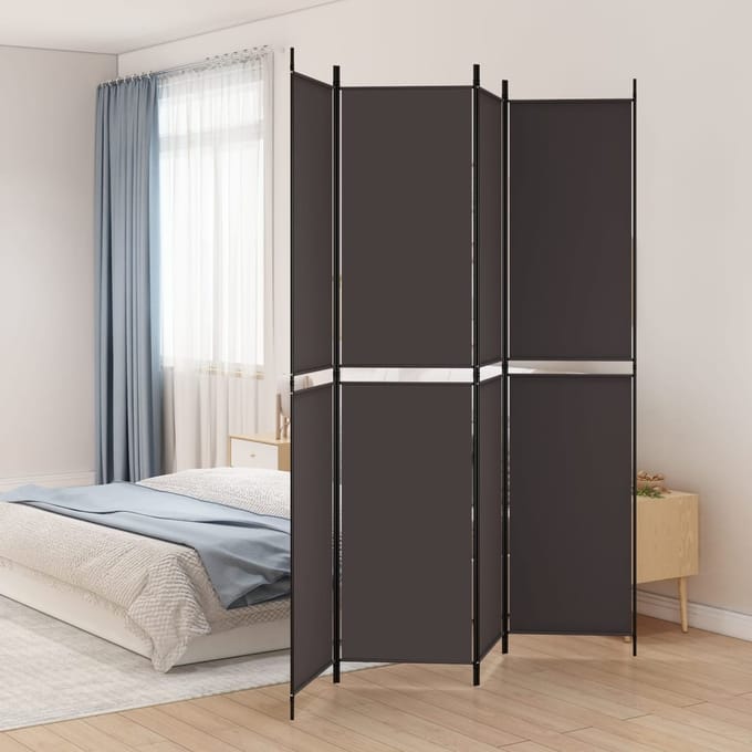 vidaXL - Kamerscherm - met - 4 - panelen - 200x220 - cm - stof - bruin