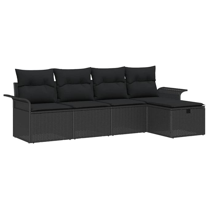 vidaXL - Tuinbank - Set - 5 - st - Zwart - poly - rattan
