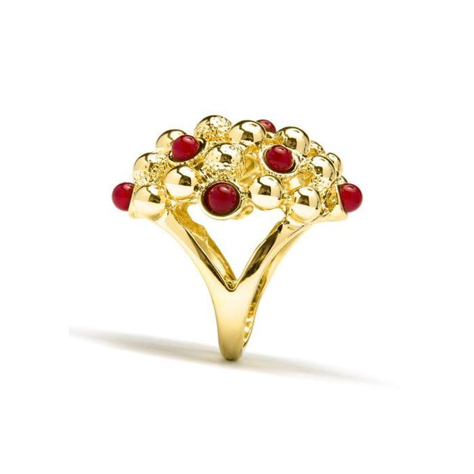 Ring - Luxenter - Xiglor - 18 karaats geelgouden afwerking - Koraal - Vrouw 16 rood