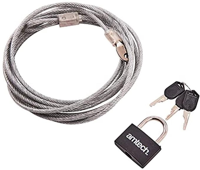 Veiligheidskabel en Hangslot 3m x 4mm