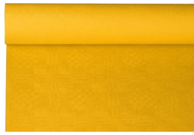 12x Tafelkleed papier met damastprint 8 m x 12 m geel