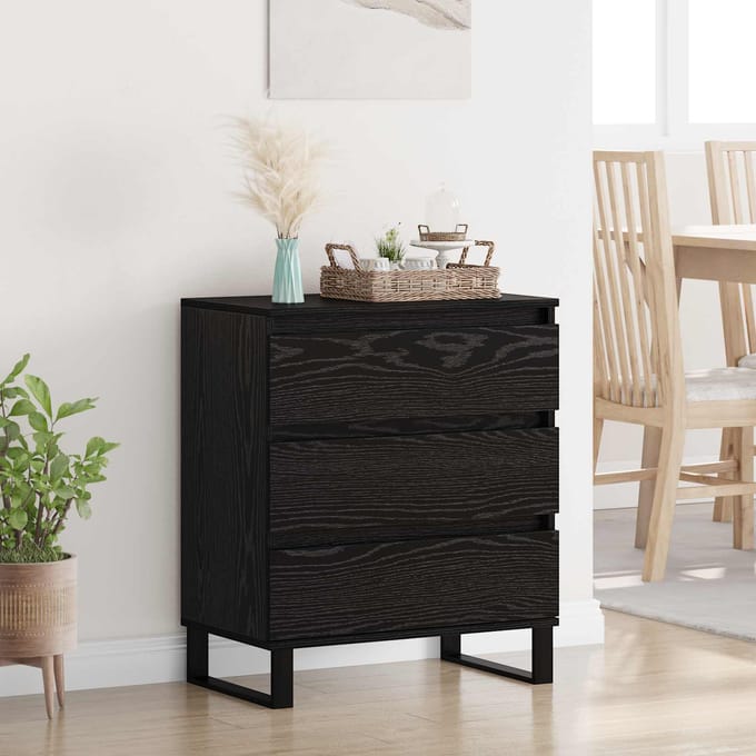 vidaXL Dressoir Zwart Eiken 60 x 35 x 70 cm Bewerkt hout