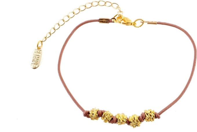 Behave Armband metaal, koord, 17,5 cm + verlengketting