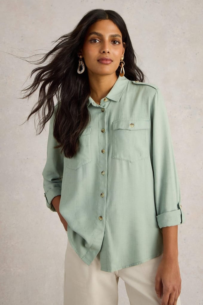 White Stuff Misha Utility Shirt Light Green Größe: 6 | Business hemden Outlet | Damen | Grün