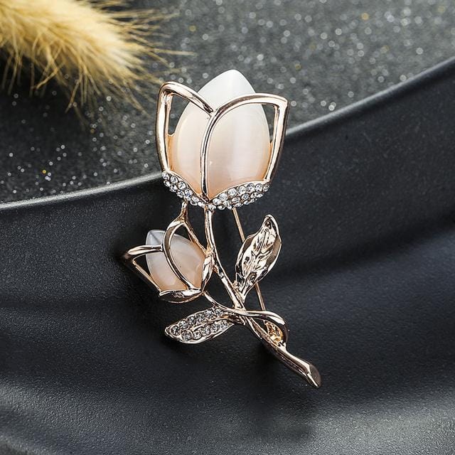 Mode Alles-Match Tulp Strass Broche Vrouwelijk Legering Kleding Cadeau Kledingaccessoires Corsage gray