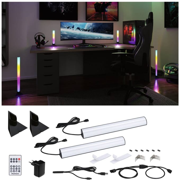 Paulmann set van 2 EntertainLED lichtbalk Dynamic RGB 30cm voet